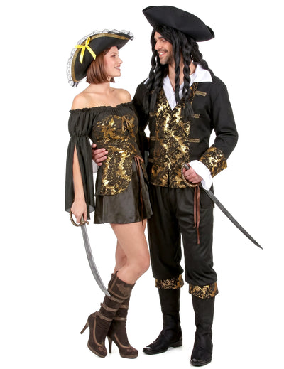 Déguisement de couple pirate à motif adultes