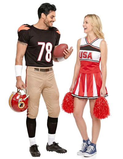 Déguisement de couple pompom girl et footballeur Américain
