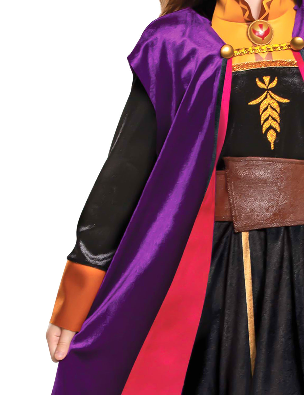 Détail du buste et de la cape du déguisement deluxe Anna La reine des neiges pour fille