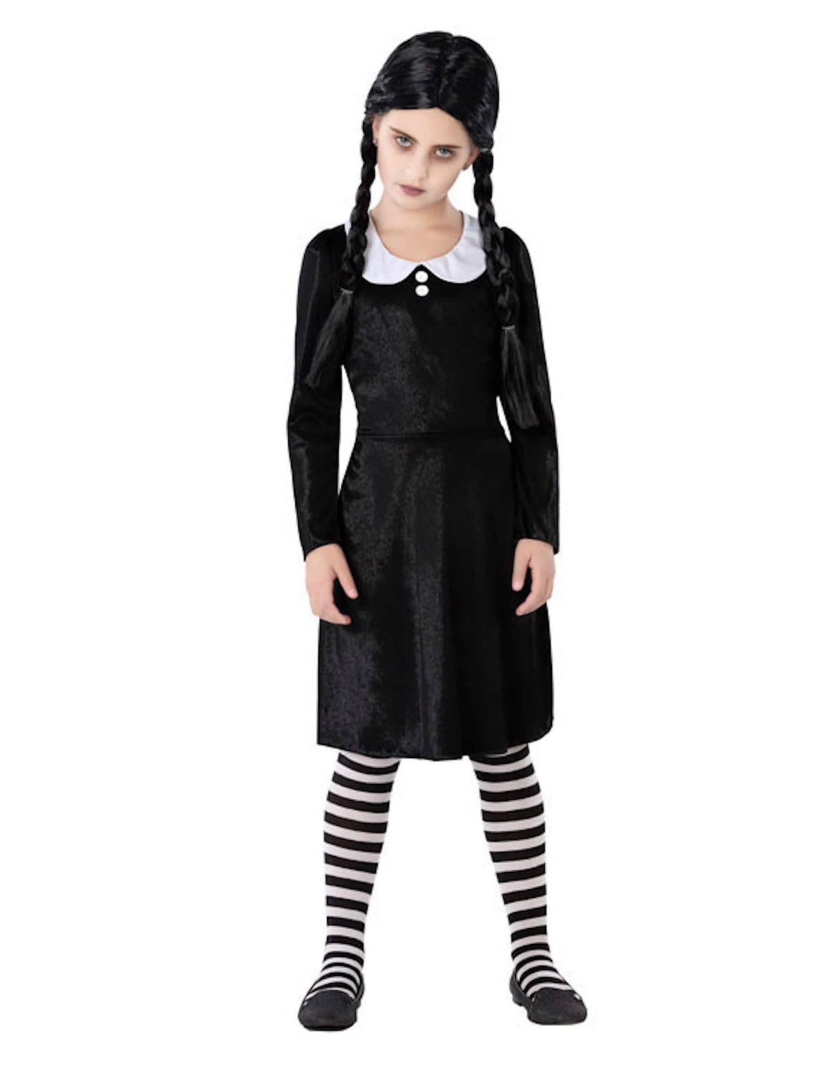 Costum de familie macabru pentru fată alb și negru cu guler Claudine