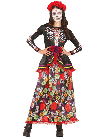 Déguisement Dia de los muertos coloré femme