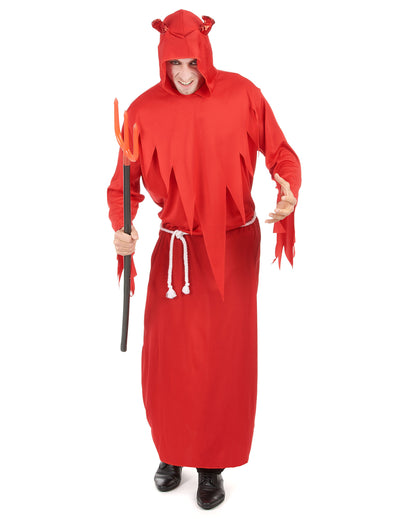 Costum de diavol roșu pentru bărbați cu glugă și coarne