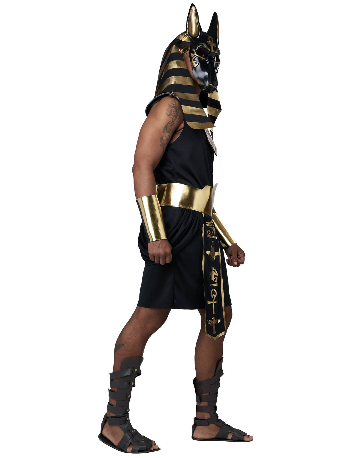 Vedere din profil a costumului de zeu Anubis lux