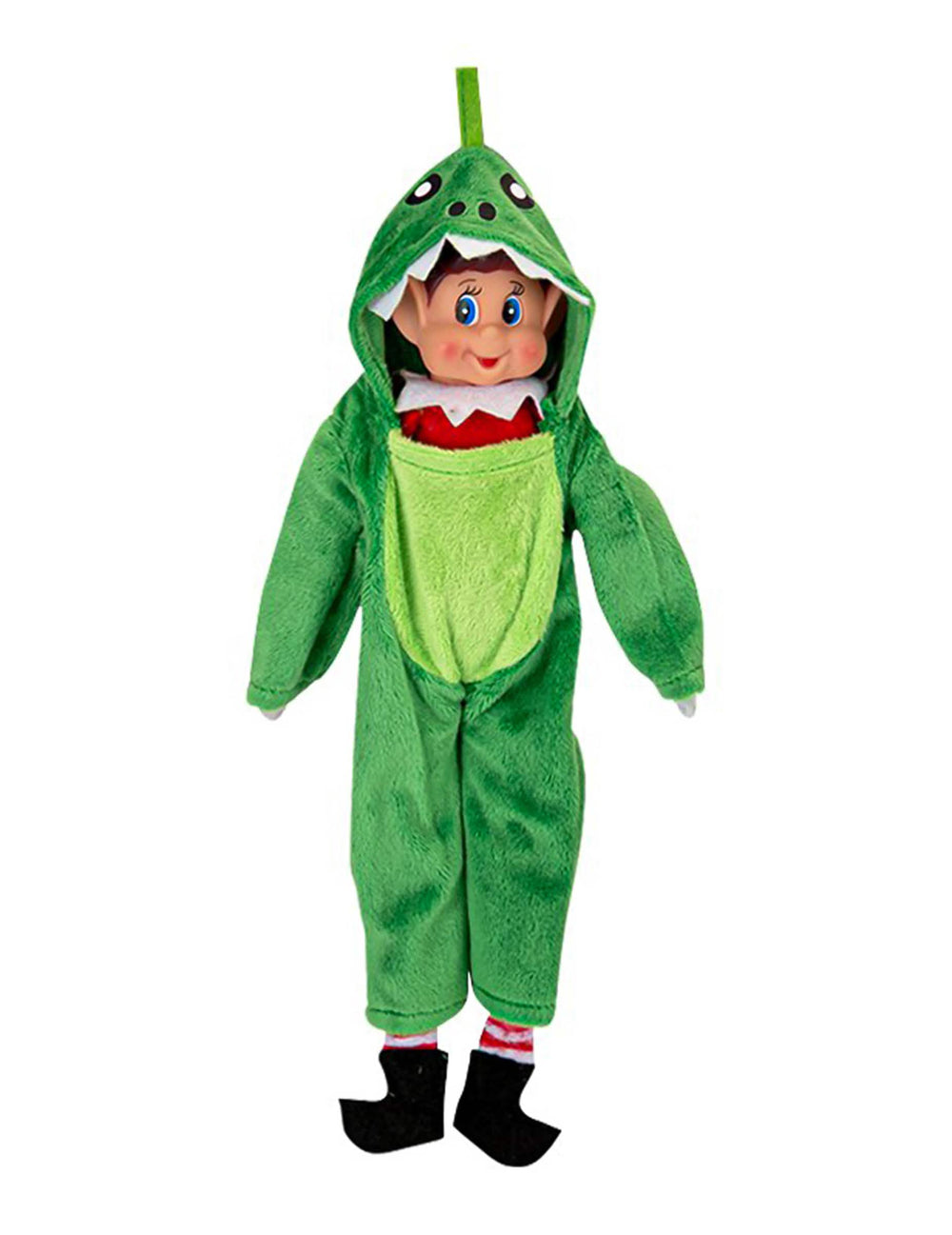 Costum de dinozaur pentru păpușă spiriduș ștrengar verde din pluș