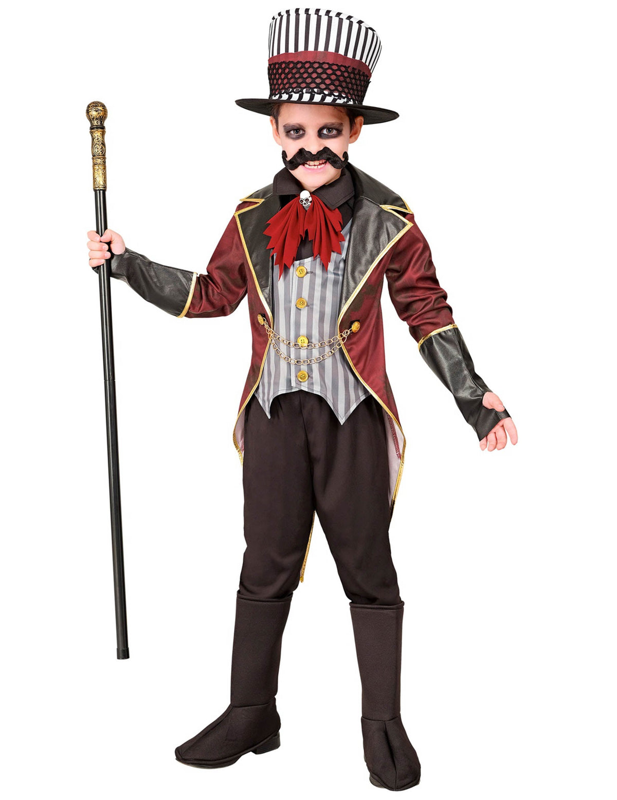 Canne tenue en main du déguisement directeur de cirque sinistre