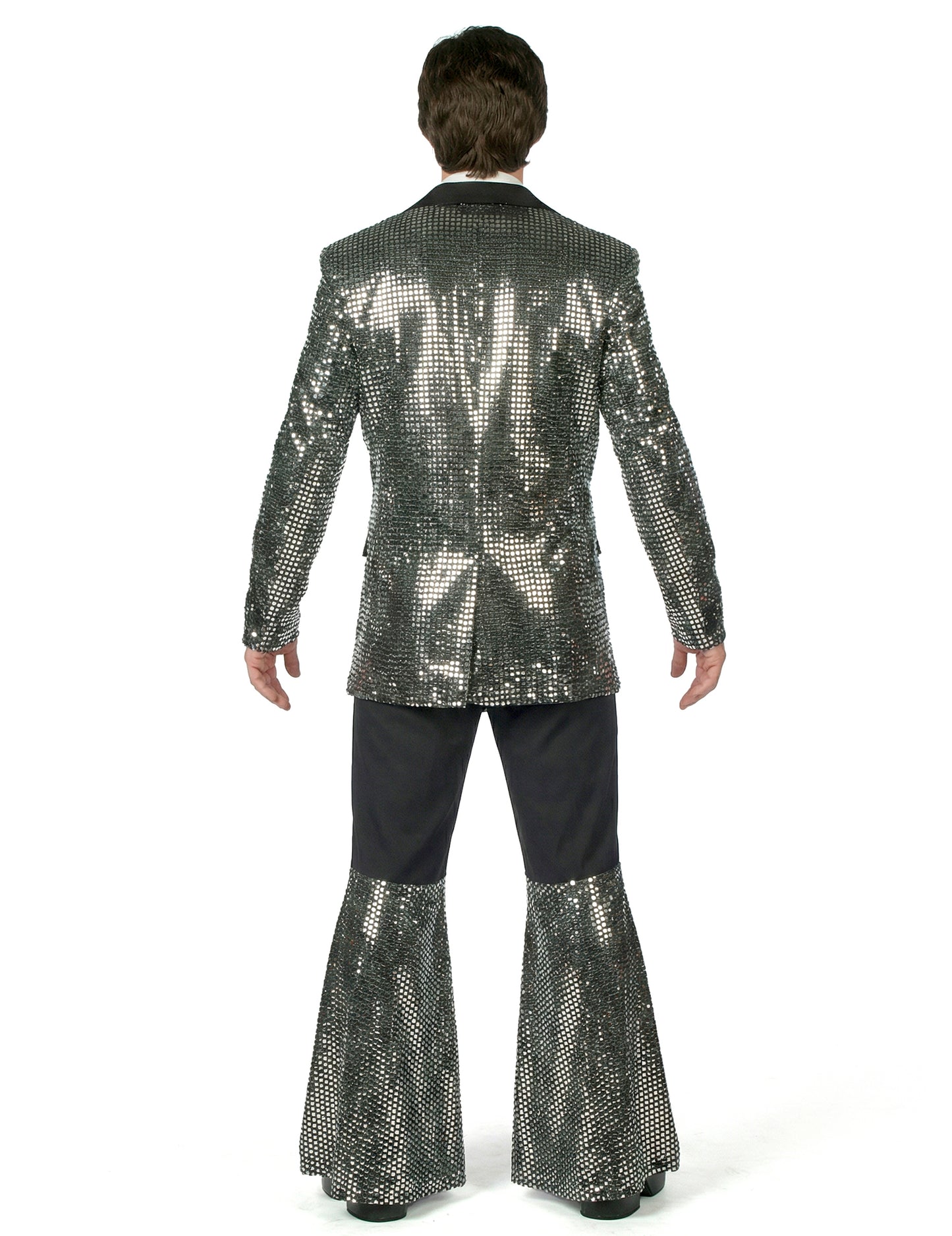 Costum disco argintiu de lux pentru bărbat