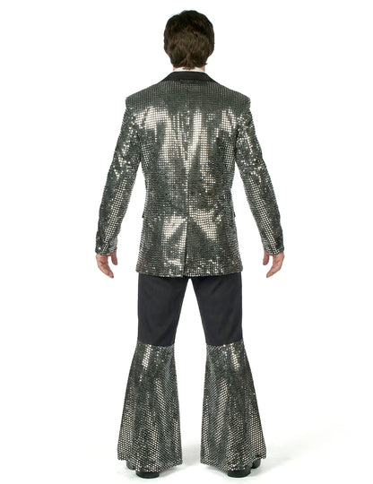 Costum disco argintiu de lux pentru bărbat