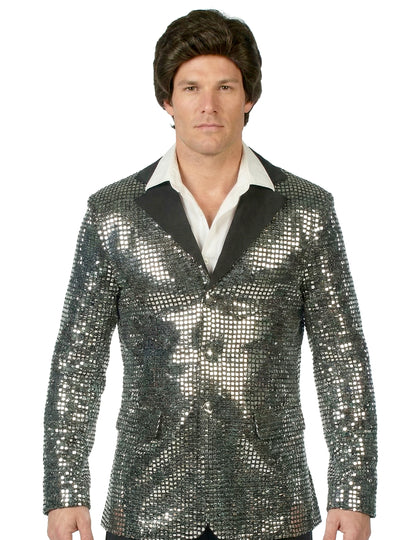 Costum disco argintiu de lux pentru bărbat