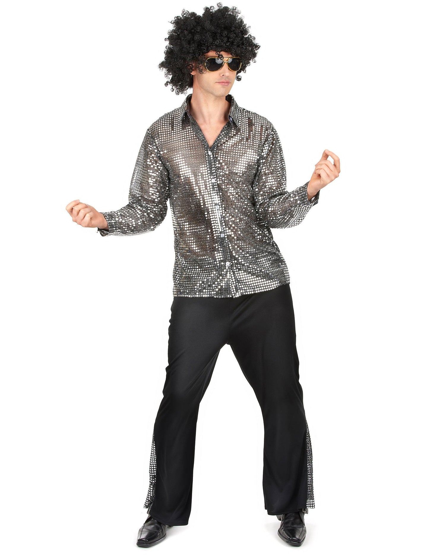 Costum de cuplu disco argintiu pentru adult