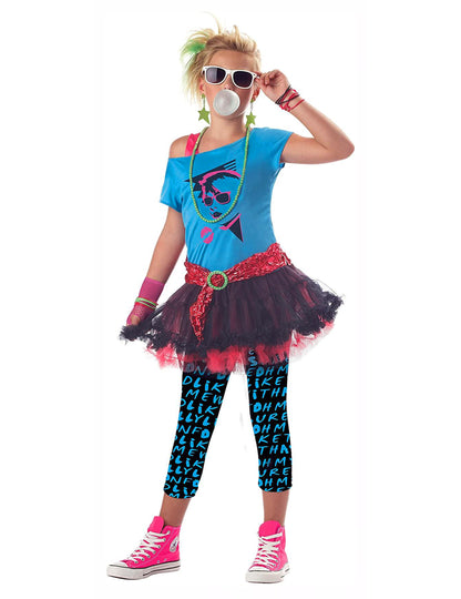 Vue de face du déguisement disco années 80 pour femme