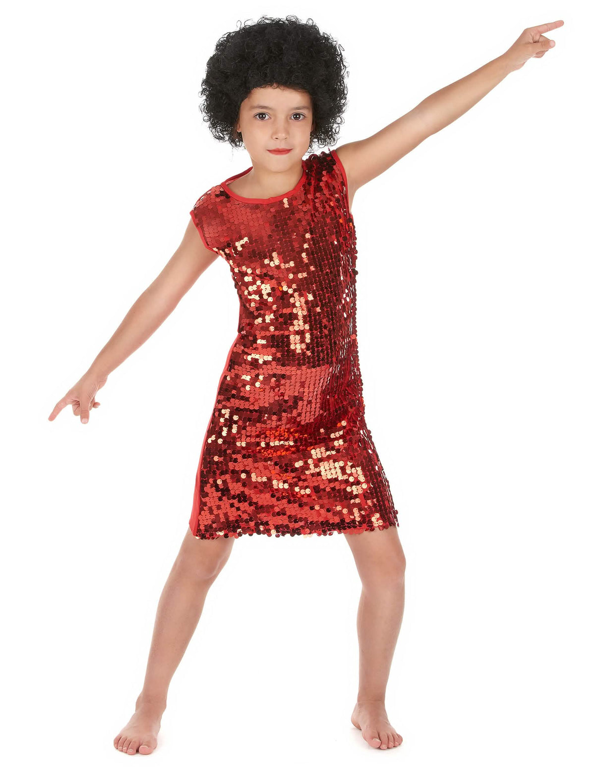 Costum disco pentru fată roșu cu paiete