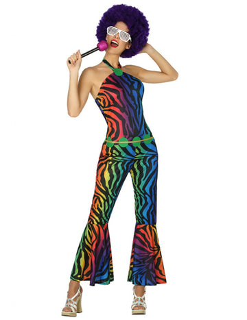 Costum disco zebră multicoloră pentru femeie