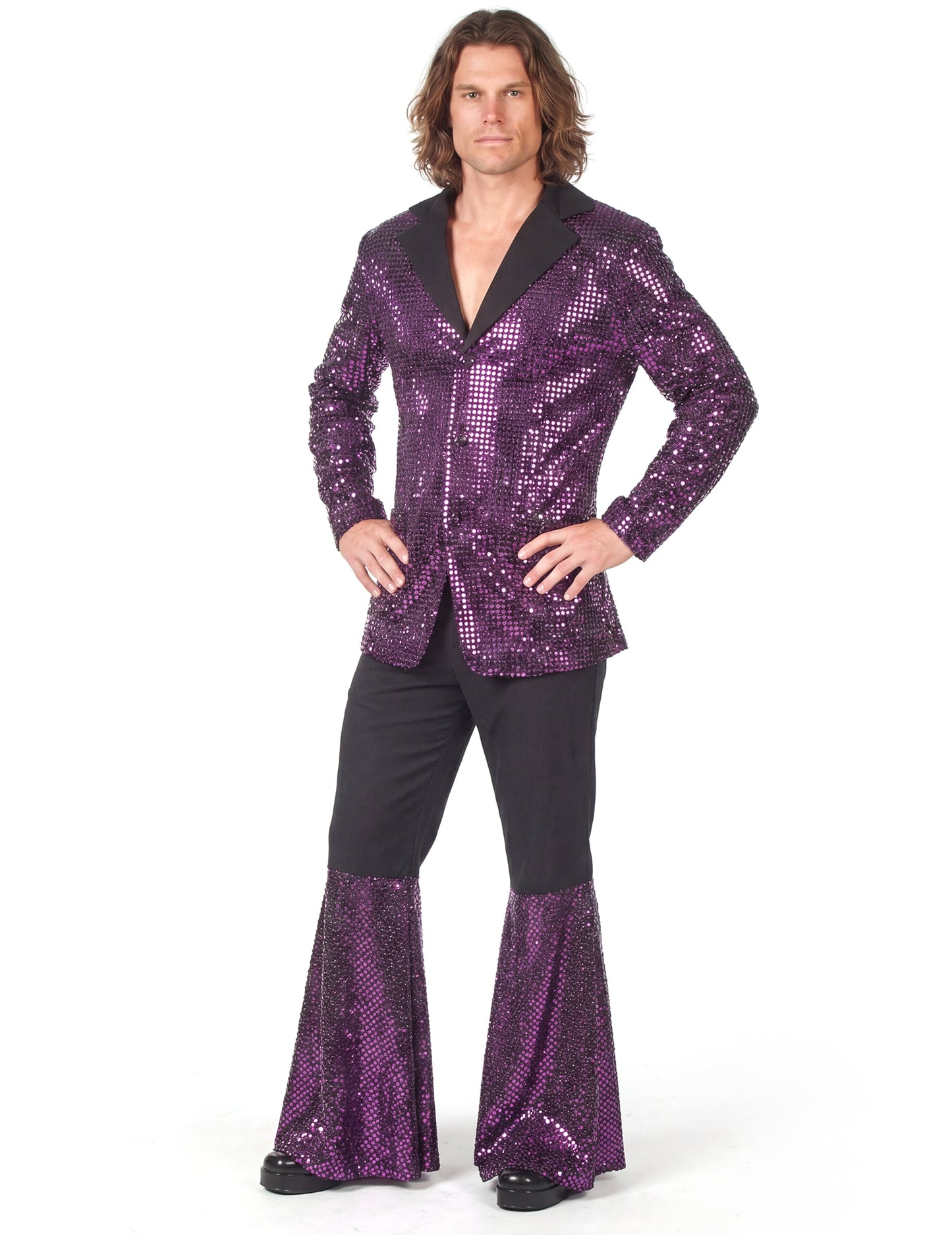 Vue de face du déguisement disco pour homme