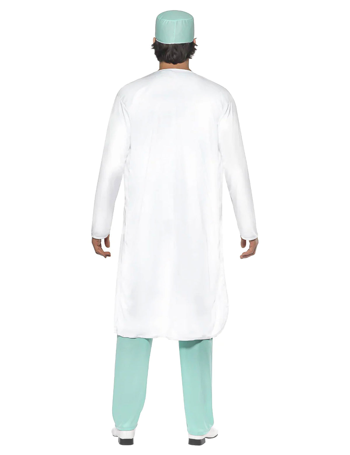 Déguisement de docteur pour homme blanc et vert vue de dos