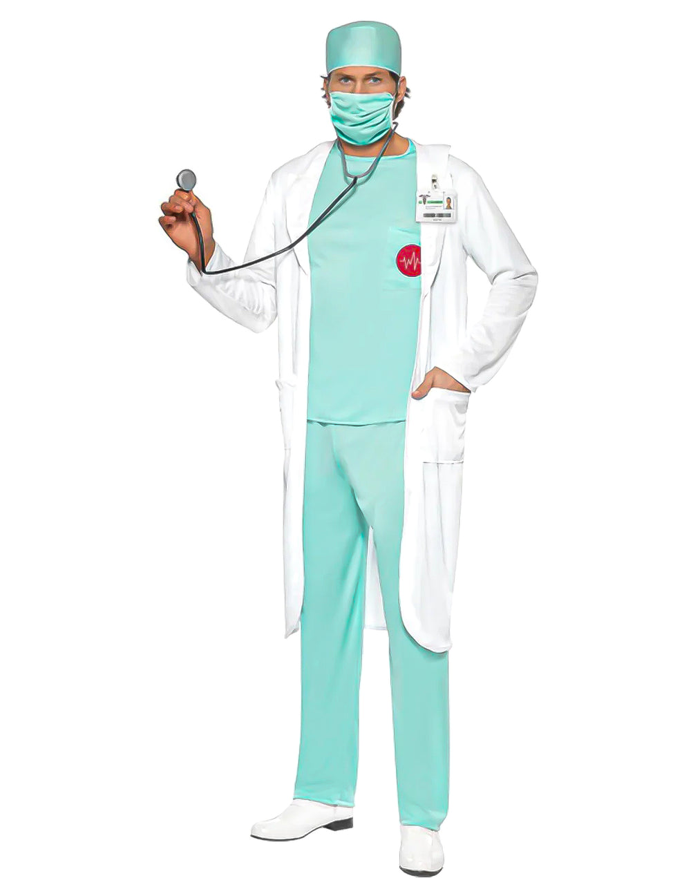 Vue de face du déguisement de docteur pour homme