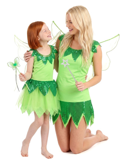 Déguisement duo de fée verte mère et fille
