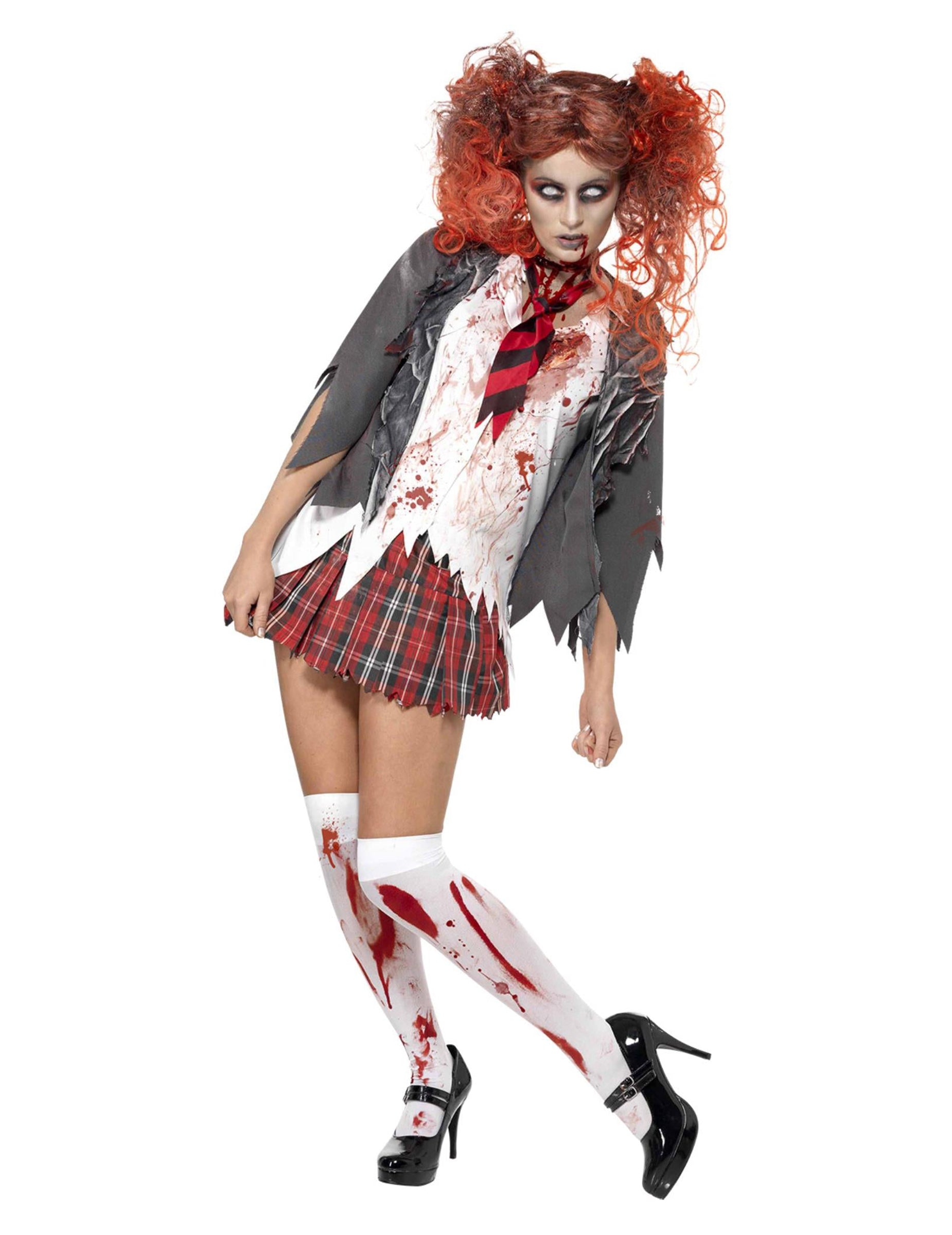 Vedere frontală a costumului de școlăriță zombie