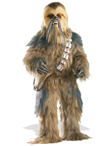 Costum de colecție Chewbacca Star Wars pentru adult, maro, din blană artificială, cu bretele