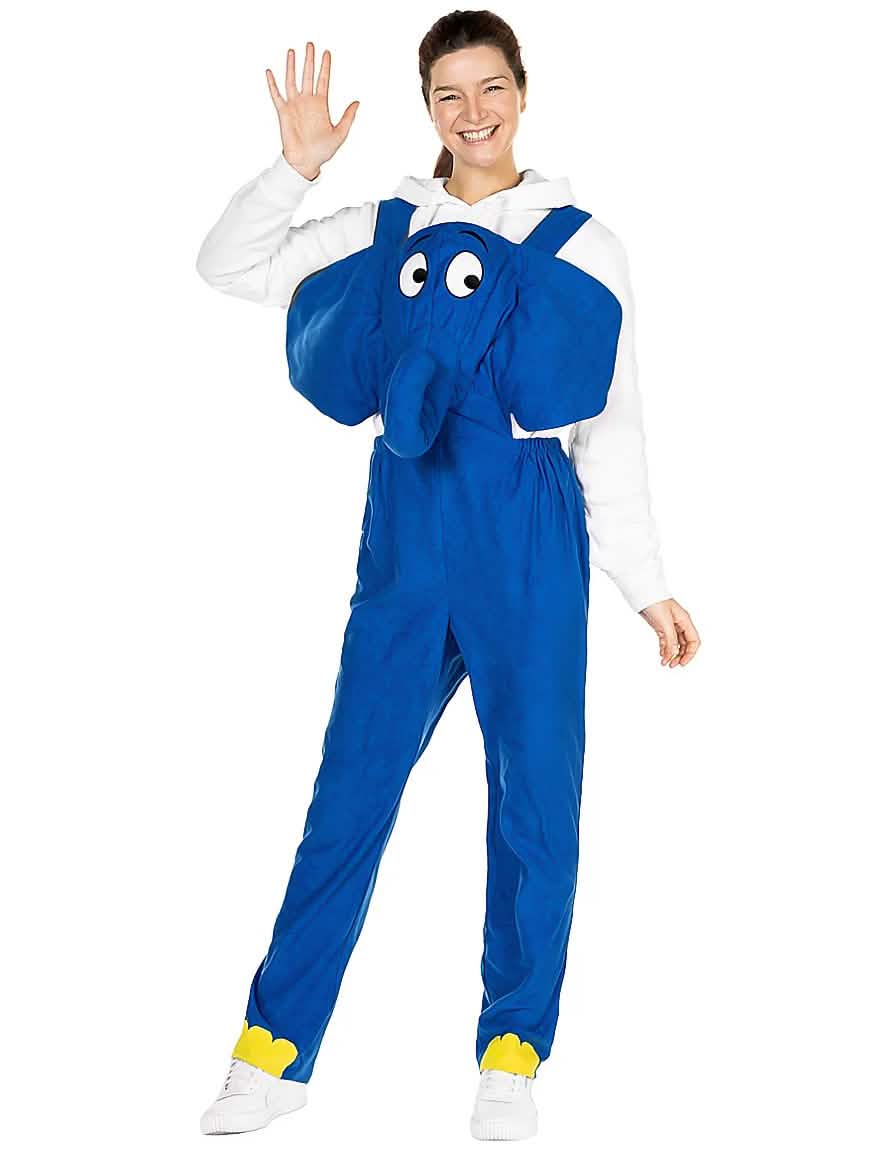 Costum de elefant Die Maus pentru adult albastru stil salopete