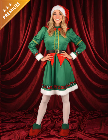 Costum de elf de Crăciun deluxe pentru femeie