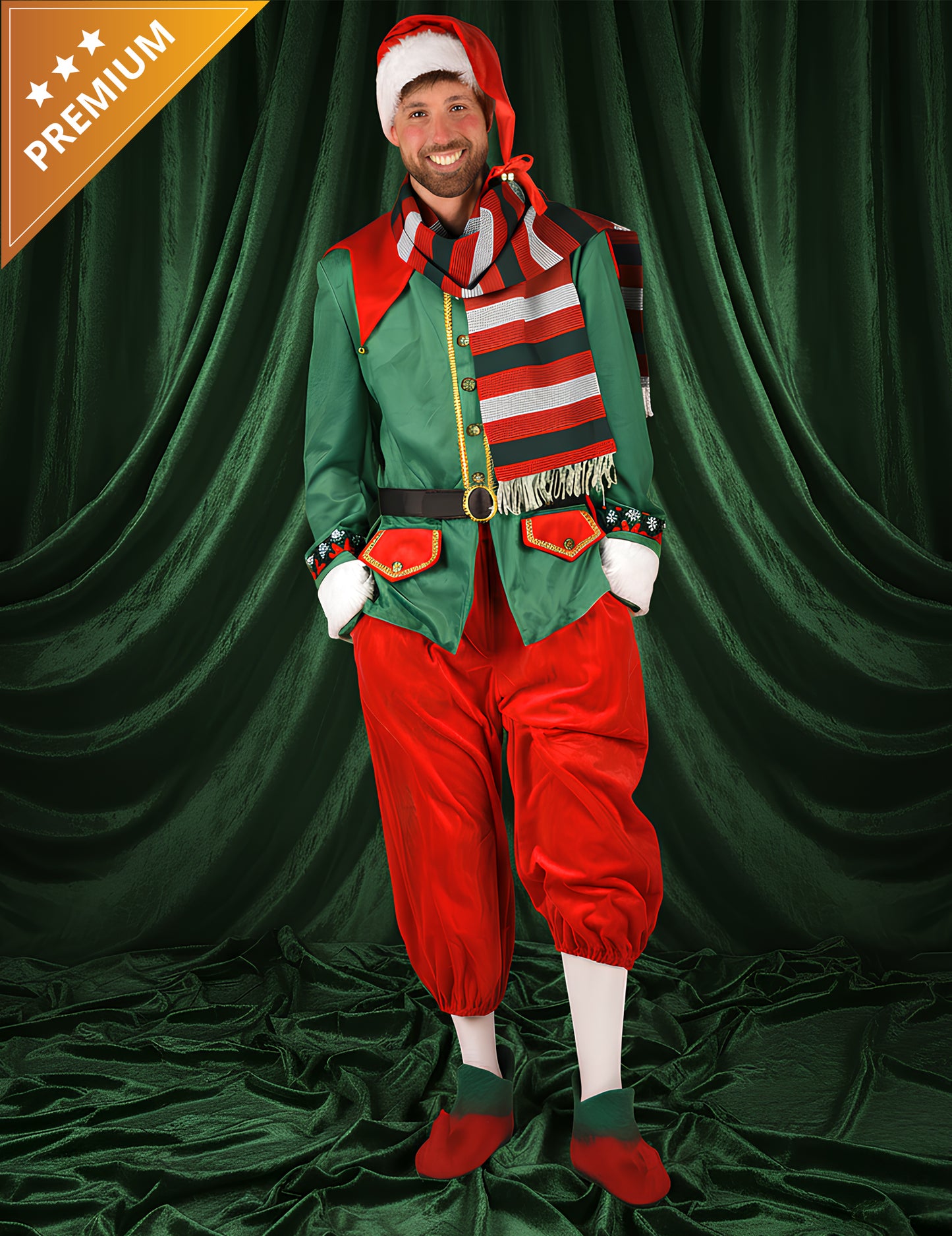 Costum de elf de Crăciun deluxe pentru bărbat