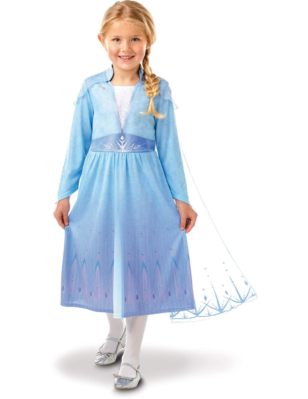 Costum Elsa din Frozen 2 pentru fetiță, albastru deschis, cu capă