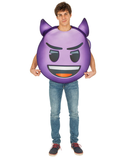 Costum de Emoji diavol pentru adulți, violet, cu coarne