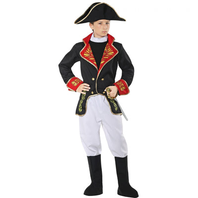 Déguisement empereur français luxe pour enfant noir et blanc avec chapeau bicorne