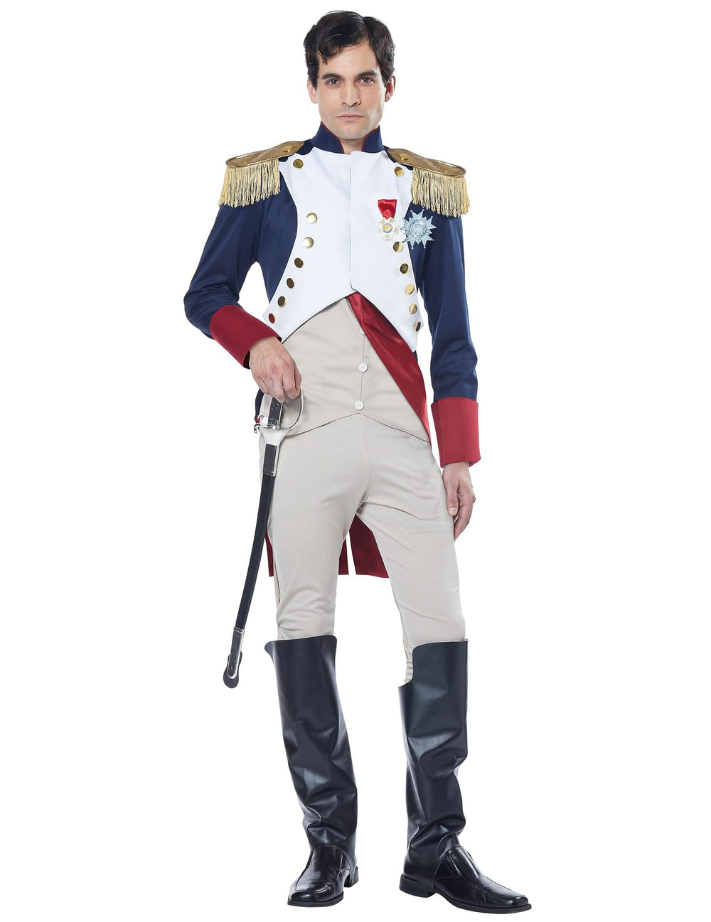 Vedere din față a costumului împărat francez Napoleon lux pentru bărbat