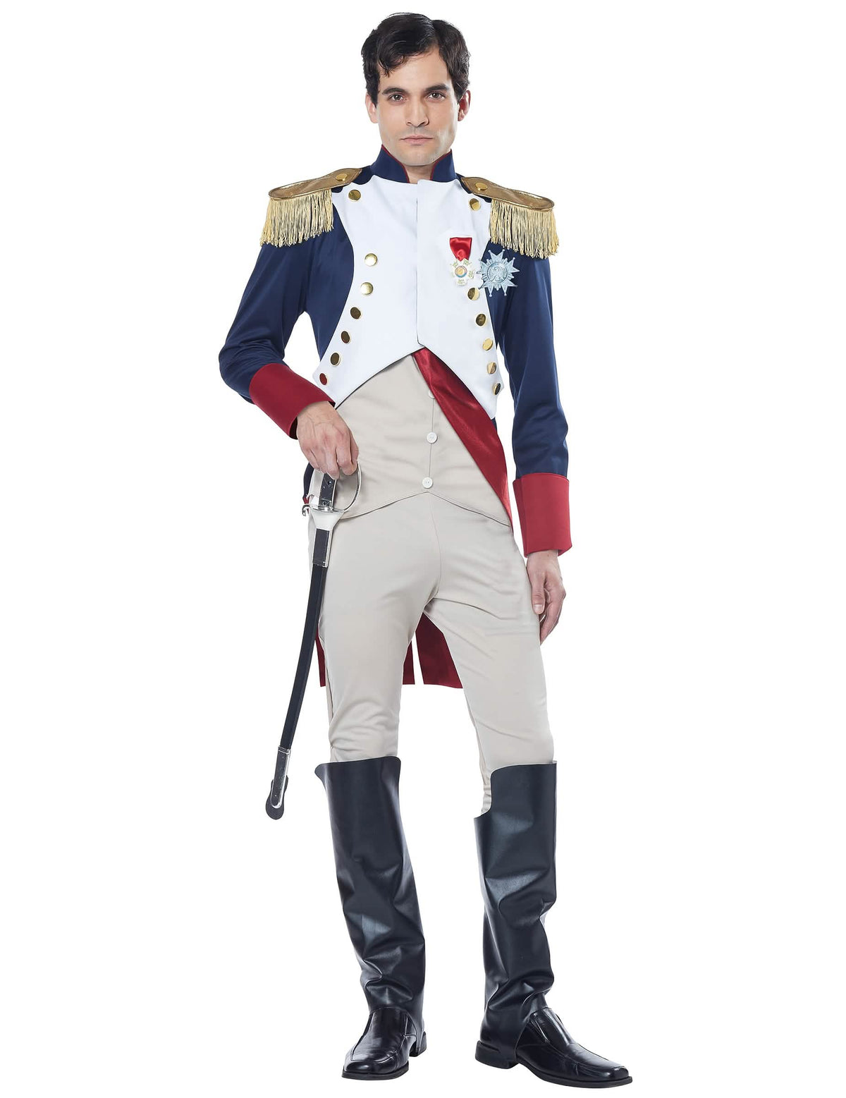 Vedere din față a costumului împărat francez Napoleon lux pentru bărbat
