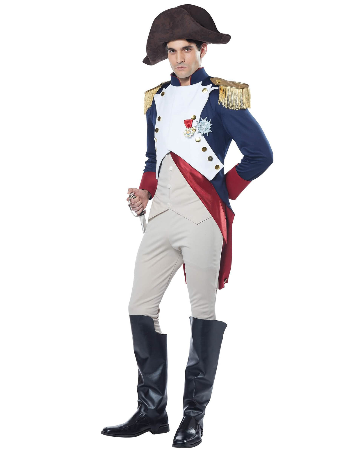 Vedere din trei sferturi a costumului de împărat francez Napoleon lux pentru bărbat