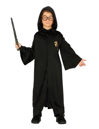Costum de student magician pentru băiat negru cu ochelari și baghetă