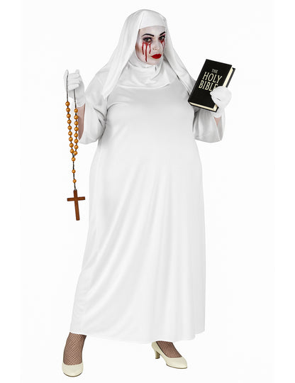 Femeie mare de deghizare a călugăriței albe alb -călugăriță