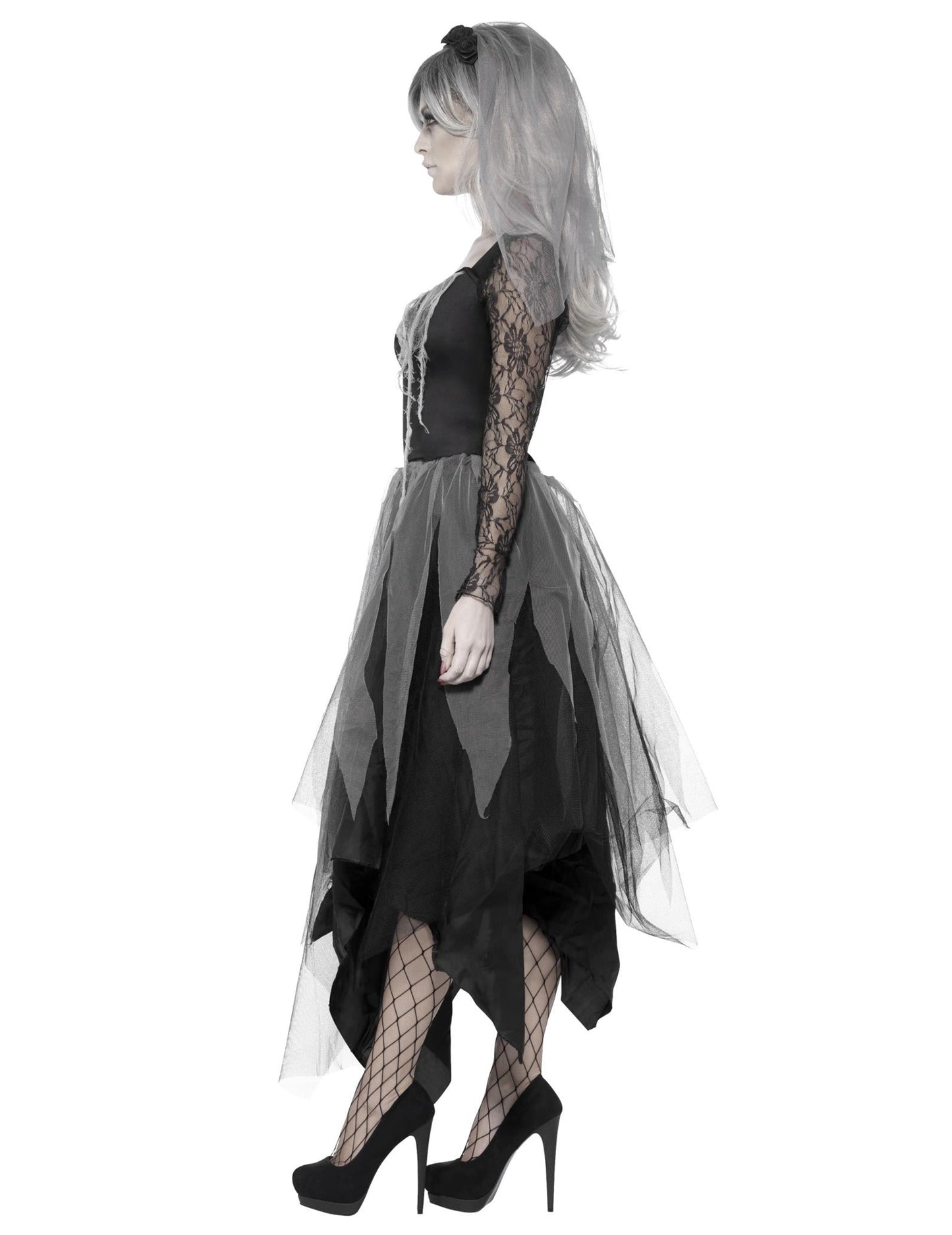 Femeie deghizată cu deghizare a fantomelor negre căsătorite de Halloween