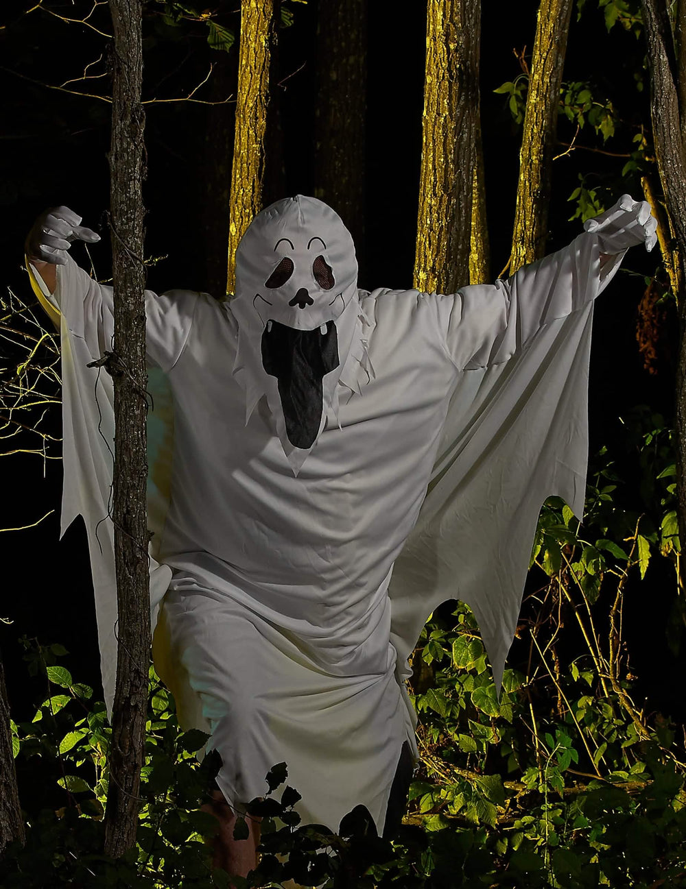 Ambientare în pădure a costumului de fantomă cu față pentru adult
