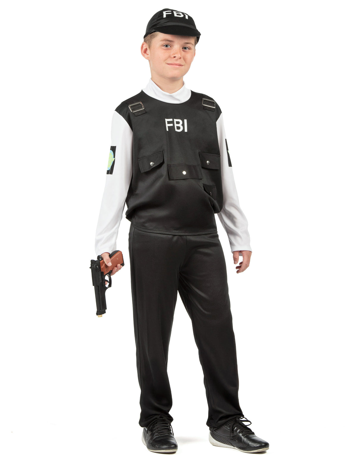 Vue en pied du déguisement FBI pour enfant