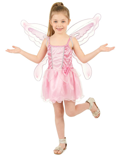 Déguisement de fée papillon pour fille rose avec ailes