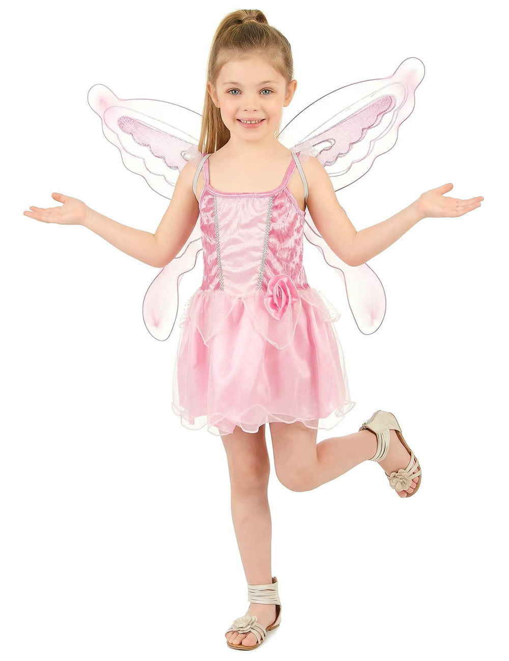 Costum de zână fluturi pentru fată roz cu aripi