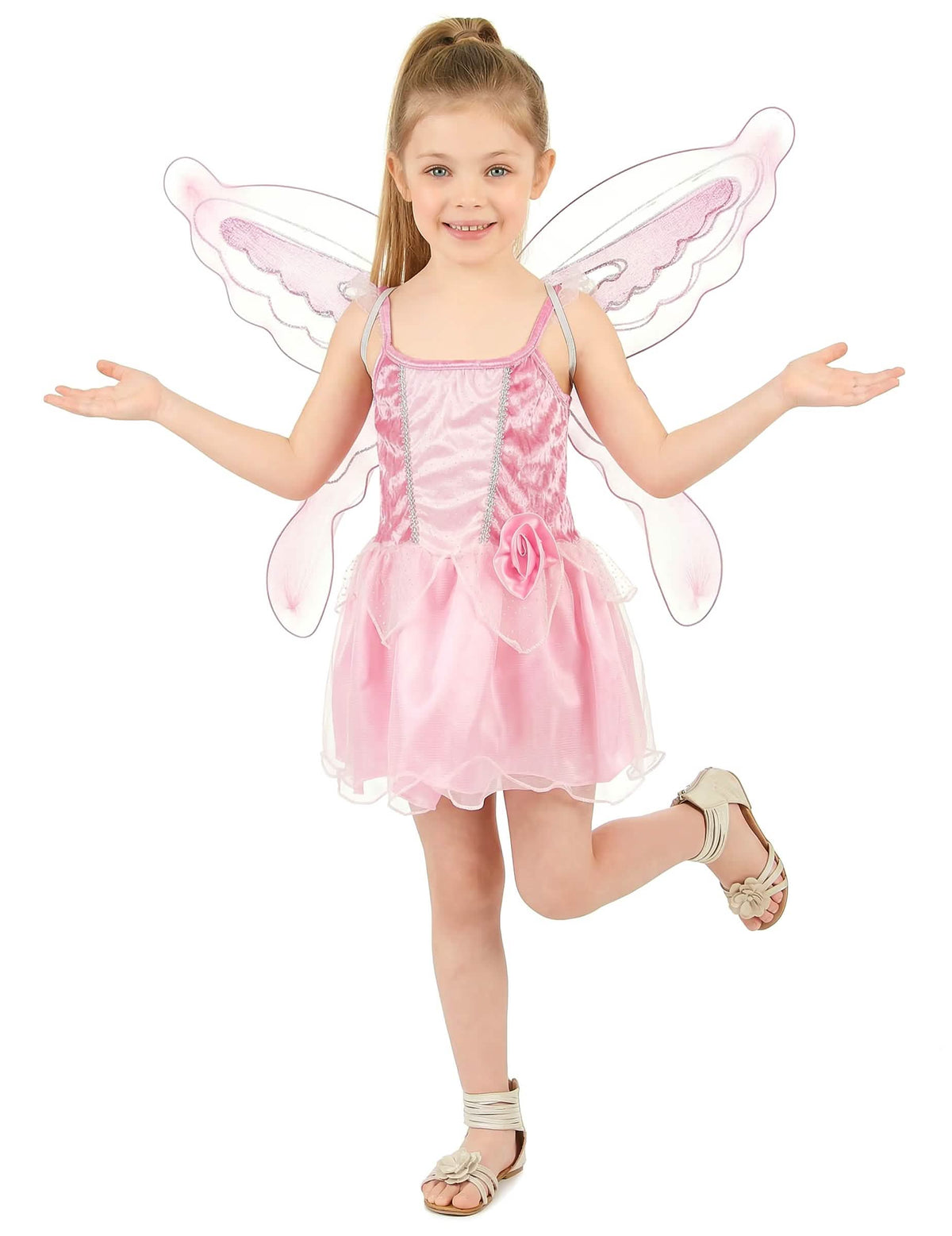 Costum de zână fluturi pentru fată roz cu aripi