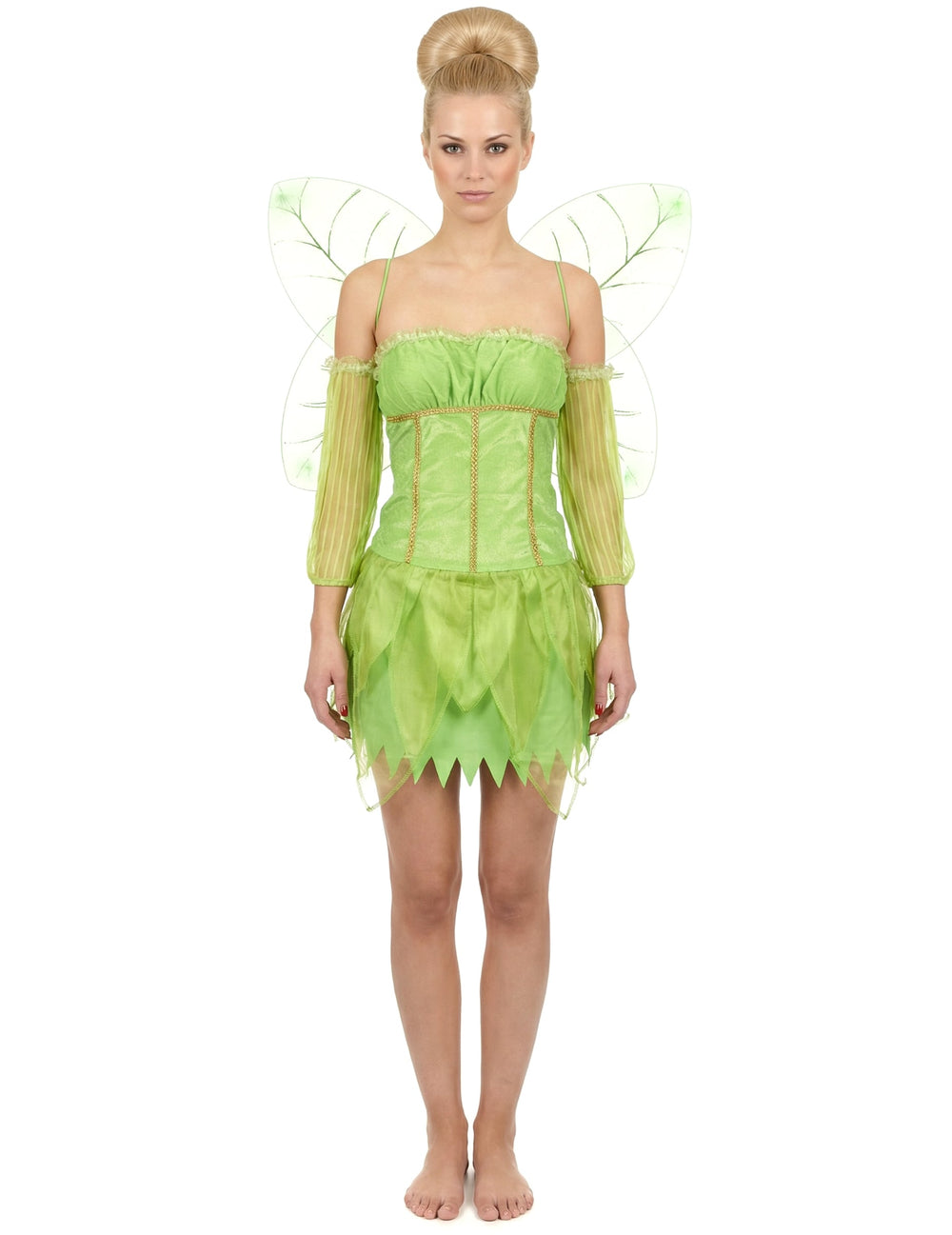 Déguisement de fée velours pour femme verte avec ailes