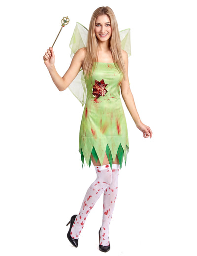 Femeie sângeroasă cu costum de zână verde