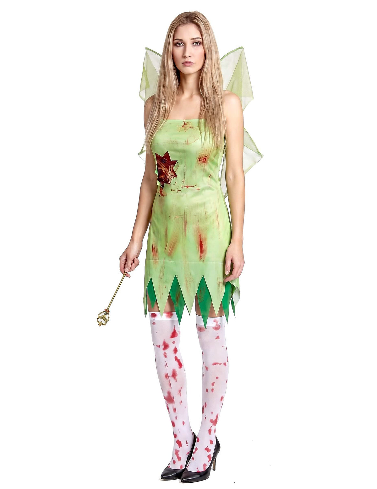 Femeie sângeroasă cu costum de zână verde