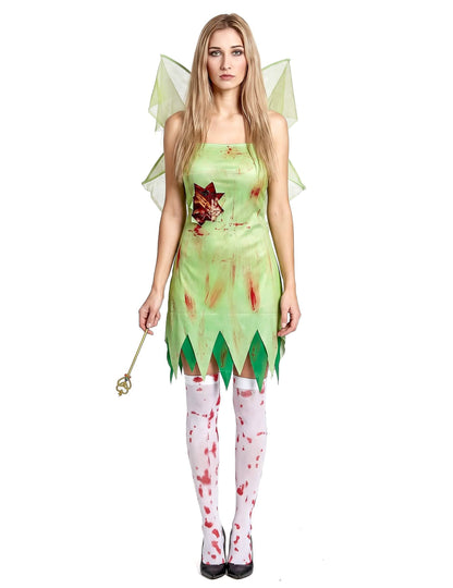 Femeie sângeroasă cu costum de zână verde
