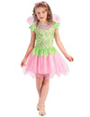 Déguisement de fée pour fille vert et rose avec ailes et serre-tête