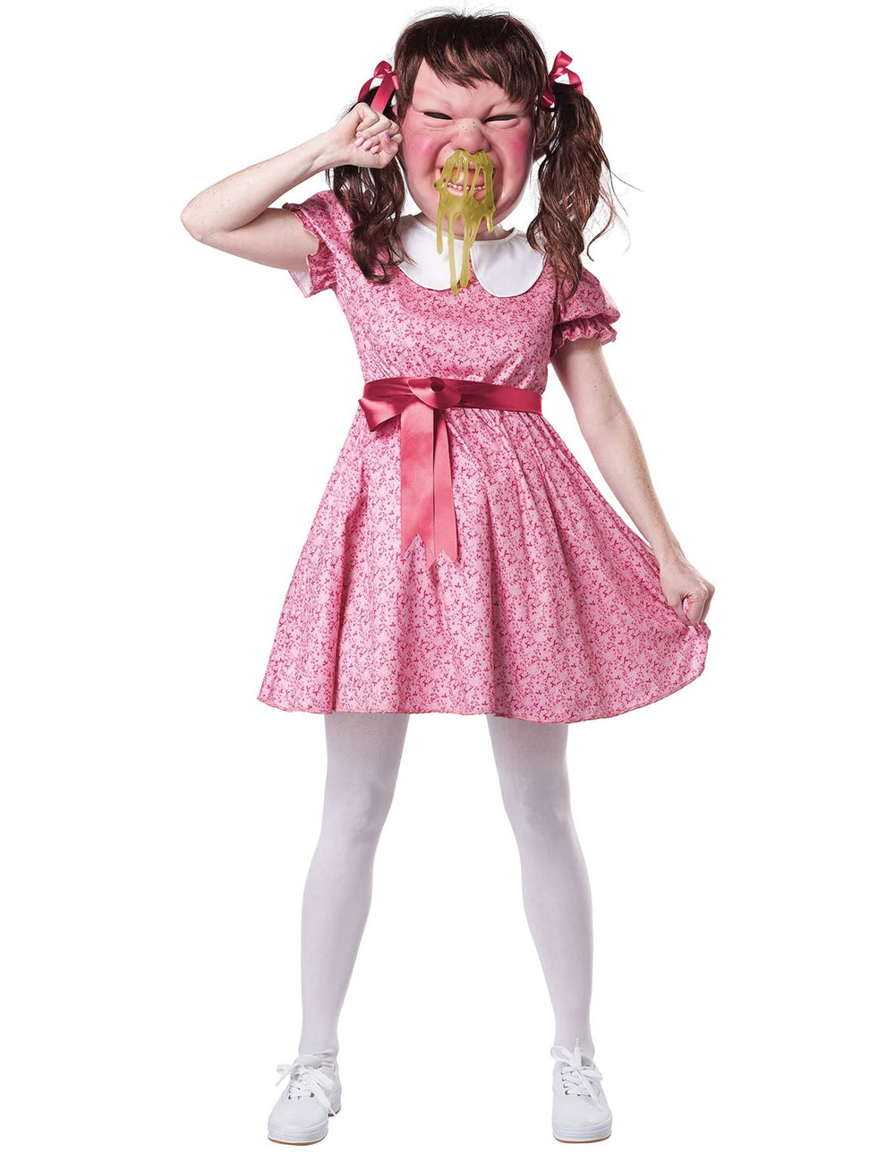 Costum fată furioasă lux pentru adult roz cu mască și muci verzi