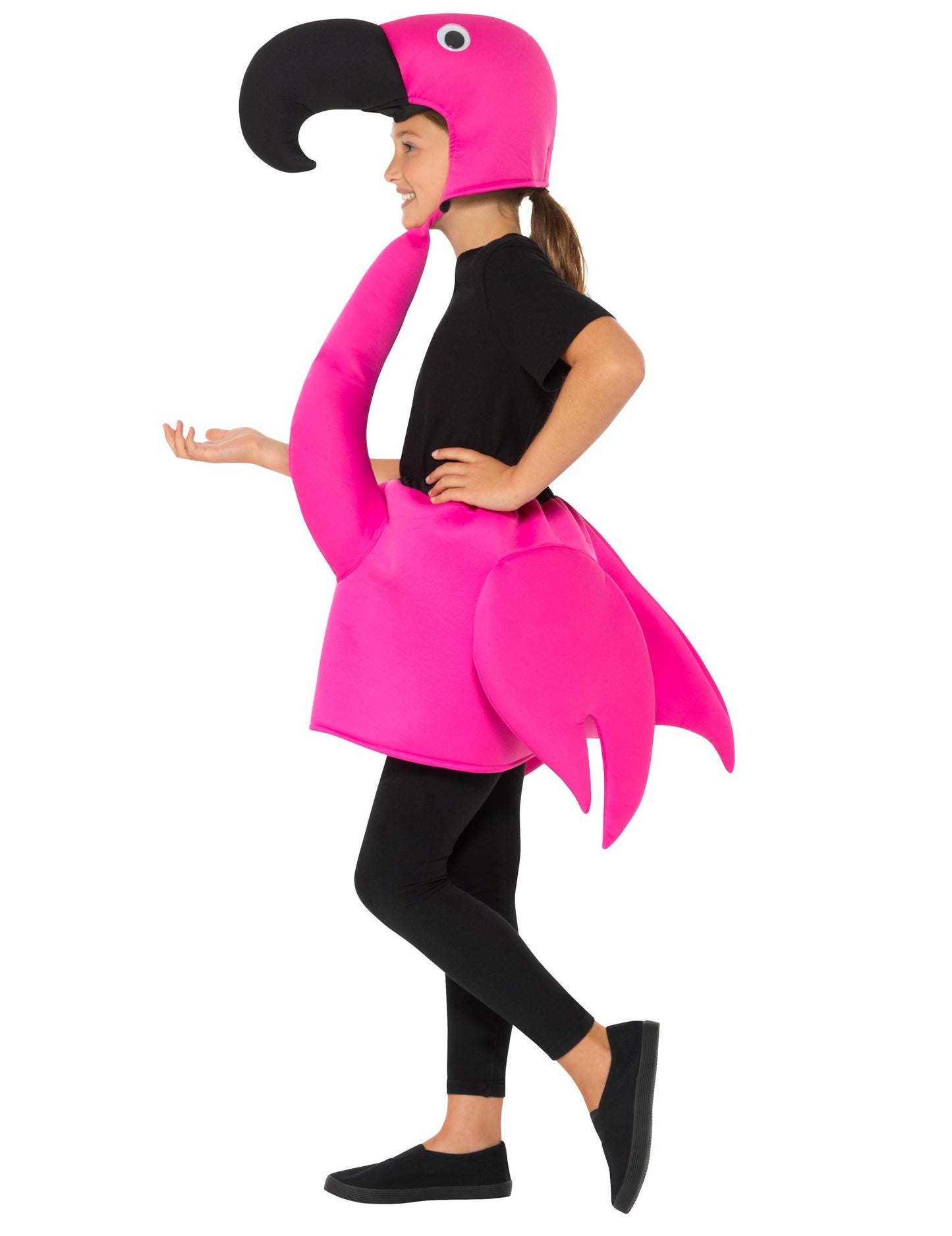 Vue de profil du déguisement de flamant rose