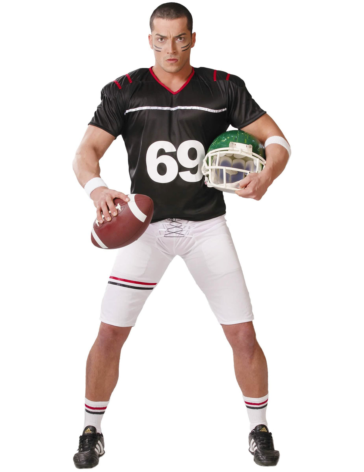 Costum de fotbalist american pentru bărbat alb și negru