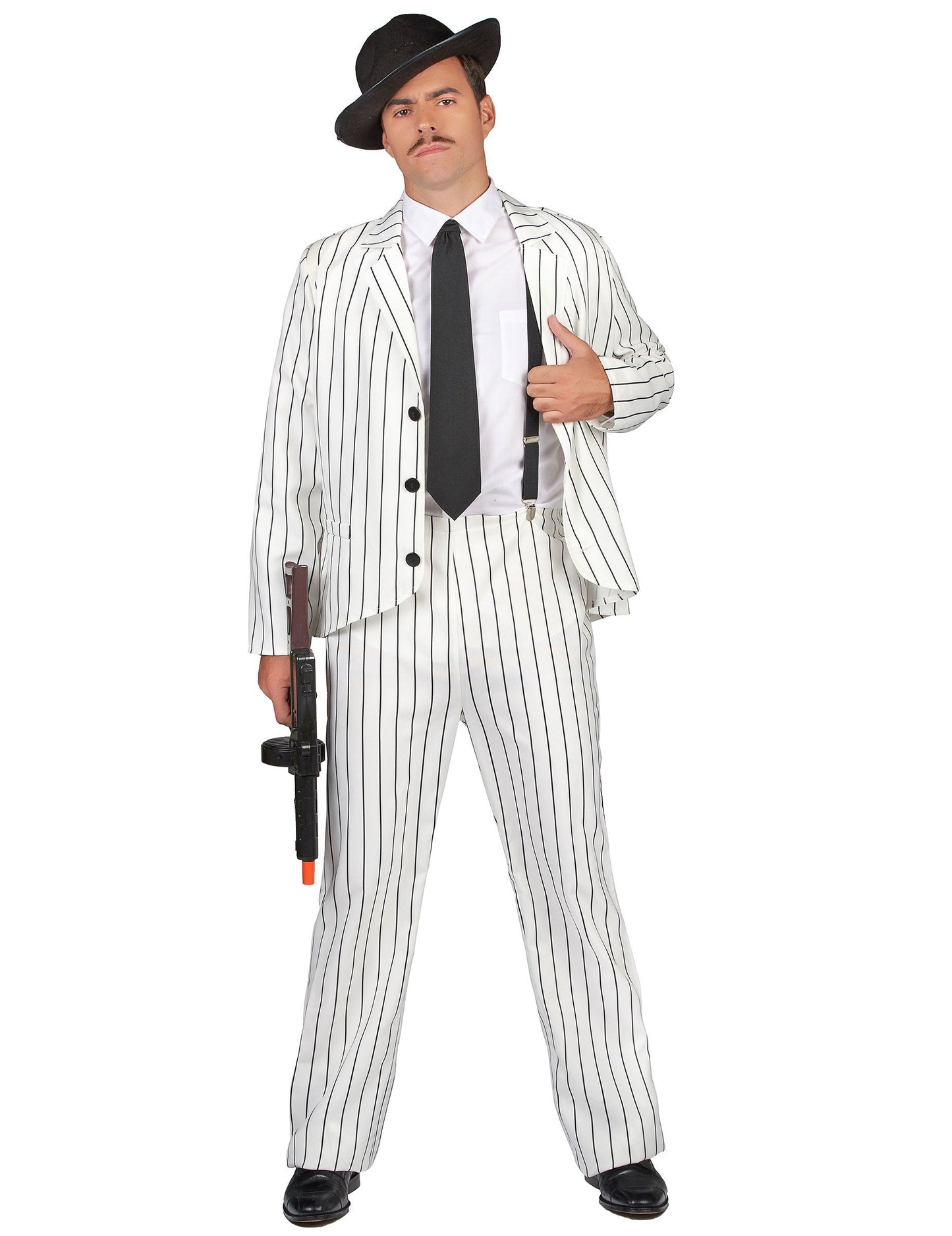 Costum de cuplu gangster pentru adult: Charleston alb, negru și auriu