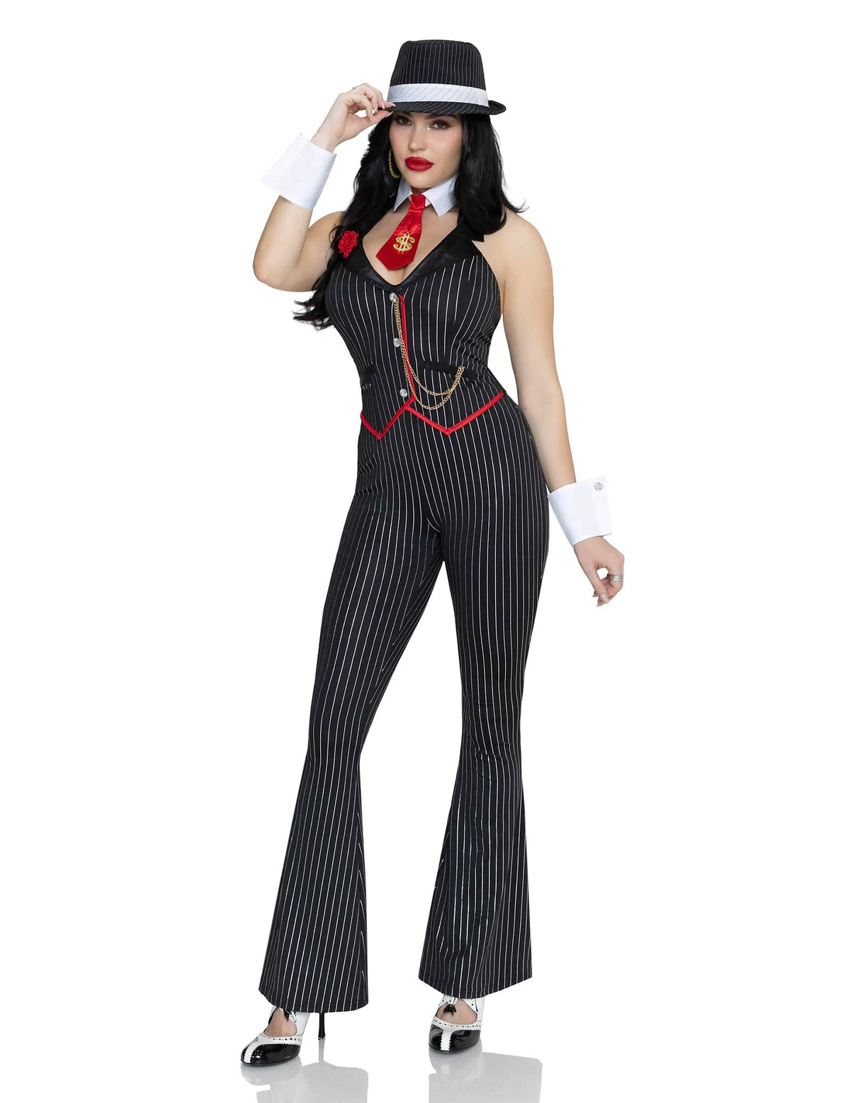 Déguisement gangster sexy noir et or luxe femme