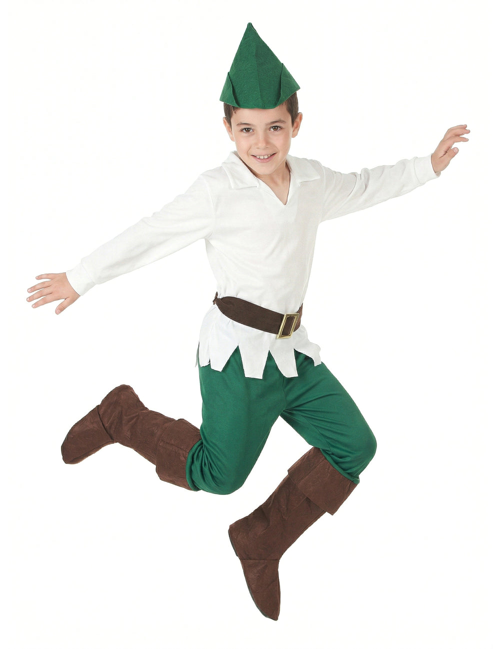 Déguisement de garçon des bois pour enfant blanc et vert avec chapeau et surbottes